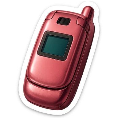 Make this vintage pink razor flip phone look more realistic in a photorealistic style, metallic pink with soft reflections, no background. sticker