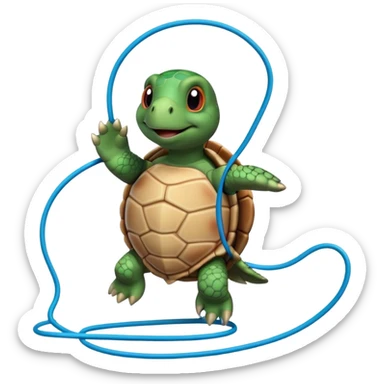 A turtle doing jumping ropes sticker