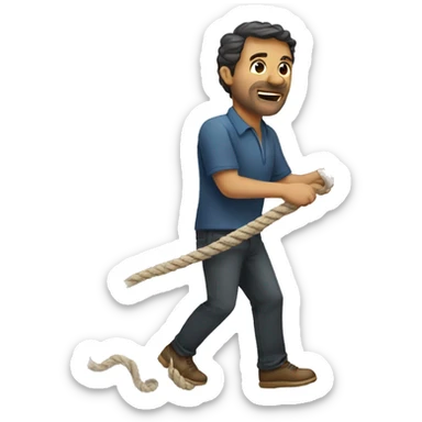 a man pulling a rope sticker