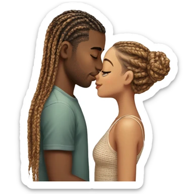 a light skinned boy kissing girl with box braids and doing romance sticker