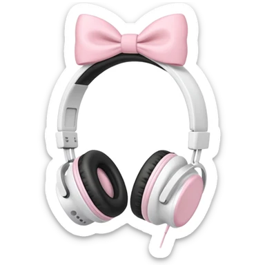 White Headphones With Pastel Pink Bow sticker