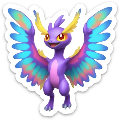 Colorful Neon Colors Vibrant Colors Flying Fakémon-Pokémon-Creature Full Body sticker