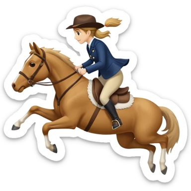 person riding a horse jumping over a dog sticker