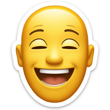 laughing emoji, yellow background head only, with orange shading, no eyebrows, closed eyes sticker
