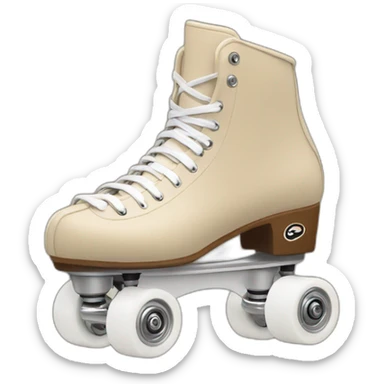 Beige Riedell rollerskate with jamplug and white wheels sticker