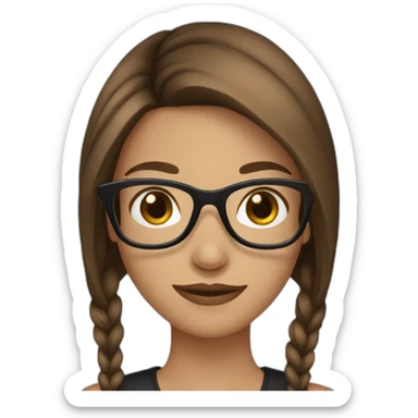 Brown hair girl with black glasses sticker