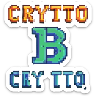 SR CRYPTO text in retro gaming pixel font sticker