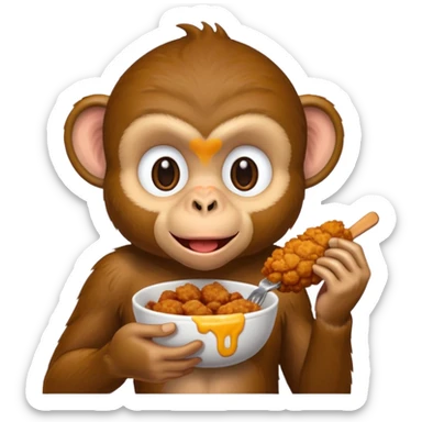 Fried chicken eating a black monkey sticker