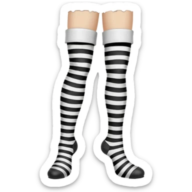 black and white striped stockings with two holes on each leg of white leather sticker