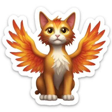 cat phoenix rising sticker