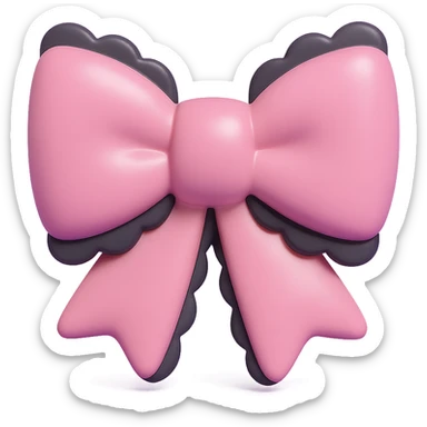 pink gothic bow with black lace trim, gothic style, vinyl figure, moody atmosphere sticker