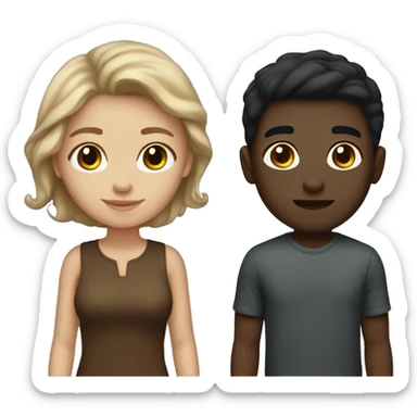 a light skin girl brown hair and a dark haired boy darkish skin not too dark sticker