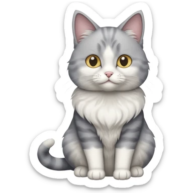 a grey and white cat sitting regally sticker