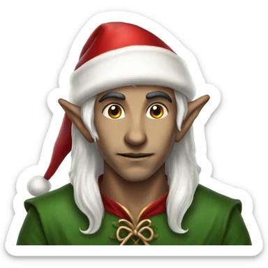 rogue male elf fantasy wearing santa hat sticker