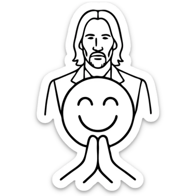 Add Keanu Reeves in the background, keeping the Uber thank you emoji as the main focus, in a modern outlined icon style with transparent background. sticker
