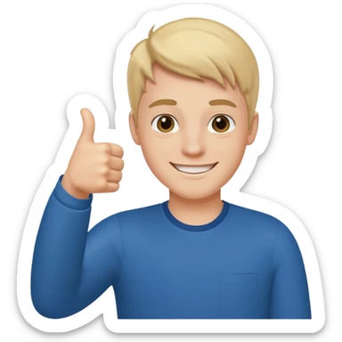 smiling young man indoors portrait thumbs up sticker