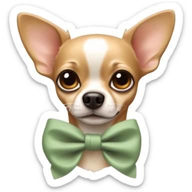 Chihuahua wearing sage green bow sticker