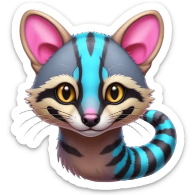 Neon colorful spicy animalistic realistic slender elegant pretty cute Genet-Civet-Cacomistl-hybrid  sticker