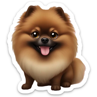 A brun charbonné spitz pomeranian with black truffle happy  sticker