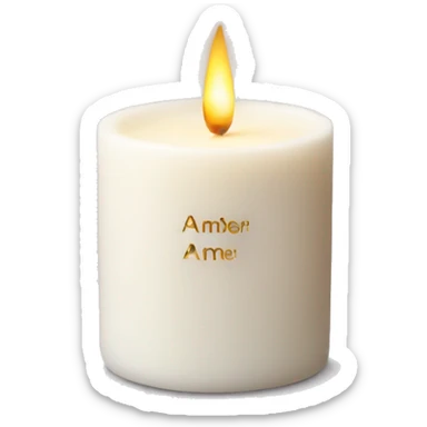 White luxury candle with words amber on it sticker