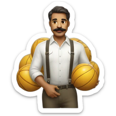  Expressively strenuously carrying heavy balls white Cuban Man with mustache sticker