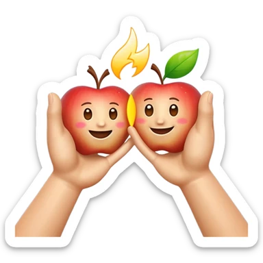 A 3D Apple-style emoji of two different cartoon hands clapping together in a fun "high five" gesture, only the hands are visible, surrounded by small motion lines and spark effects, radiating cheerful and playful energy, colorful and vibrant design sticker