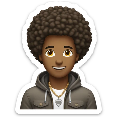 Brown male, big afro , necklace,Nike shoes  sticker