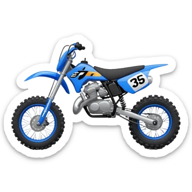 Dirt bike blue with numbers 358 sticker