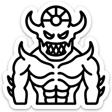 Mahoraga from Jujutsu Kaisen, outlined icon, bold lines, no fill sticker