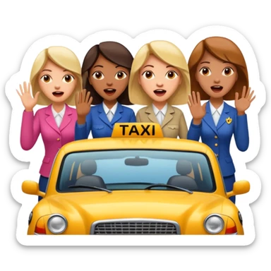 Group of gorgeous women yelling at a taxi driver  sticker