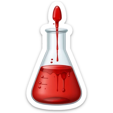 A lab science bottle but filled with blood sticker