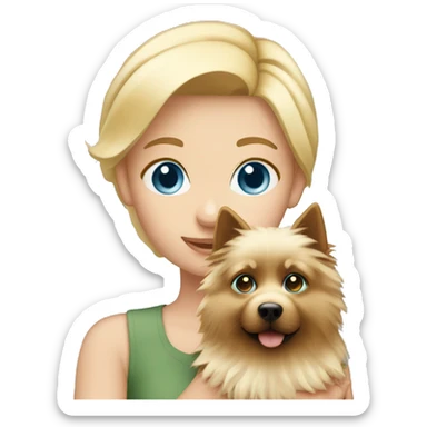 Blonde girl blue eyes holding spitz  sticker