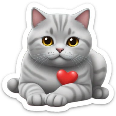 Cat (british shorthair) poopes out a big heart sticker