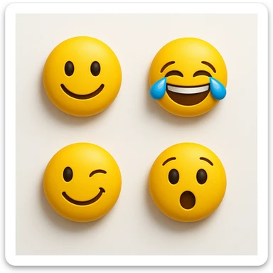 make four emojis on white background with good amount of shadow  sticker