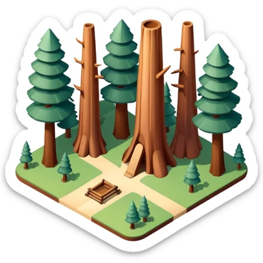 mariposa grove of sequoias, yosemite, 3D isometric sticker