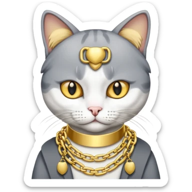 Rengi gri beyaz olaolan rapci kedi sticker