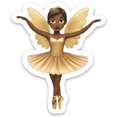  brown ballerina with gold wings sticker