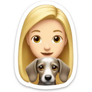 blonde white girl with wirehaired dachshund sticker