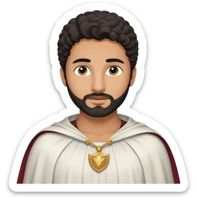 Apariencia: Joven de unos 25-30 años, atractivo,.
-Rostro: Ojos oscuros, piel ligeramente morena, rasgos árabes finos.
-Cabello: Negro, algo rizado o suelto, con barba fina.
-Vestimenta: Cuando es “Don Carlos”, viste como cristiano (camisa blanca, capa corta, colores sobrios). sticker