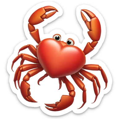 Crab holding heart emoji in his claws sticker