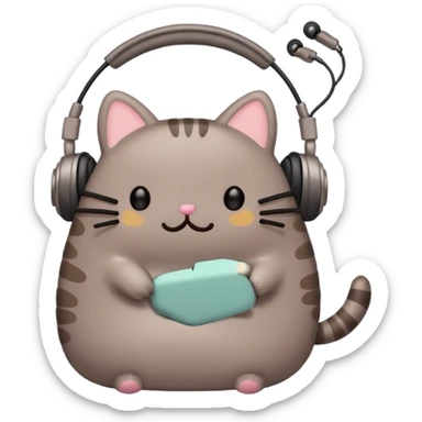 Pusheen with earphones  sticker