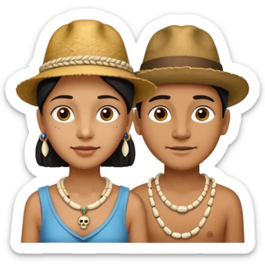 Hatted ancient People wearing Bone Necklaces sticker