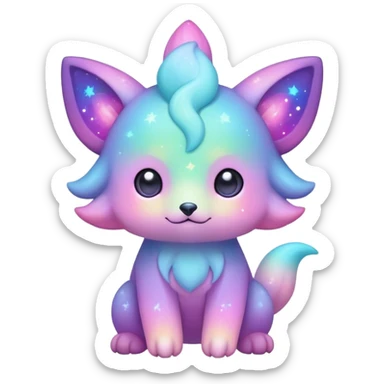 Cute adorable kawaii colorful pastel nebula fantasy animal hybrid Fakemon full body sticker