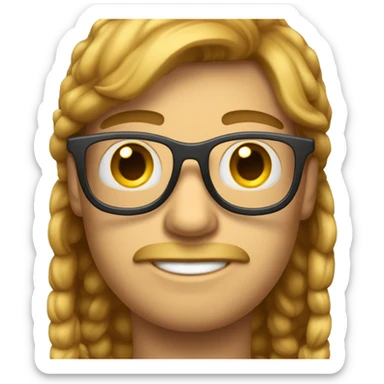 Emoji sorrindo com óculos redondo e com cabelo cacheado loiro homem  sticker