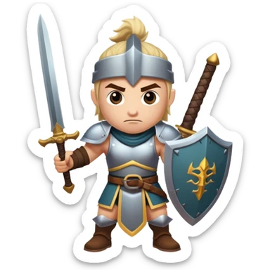runescape style warrior ready for war preparing to swing sword at camera sticker