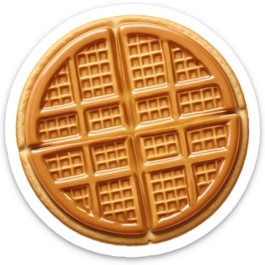 Cinematic Realistic Stroopwafel Dessert Emoji, depicted as a delicate caramel-filled waffle cookie rendered with crisp textures and warm, inviting lighting. sticker