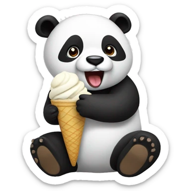 Panda eating ice cream sticker