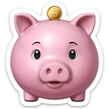 piggy bank with a coin above it sticker