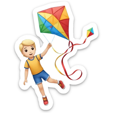 child with kite,Kite Flyers, big kite. sticker