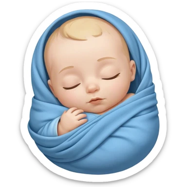Sleeping baby in a blue swaddle sticker